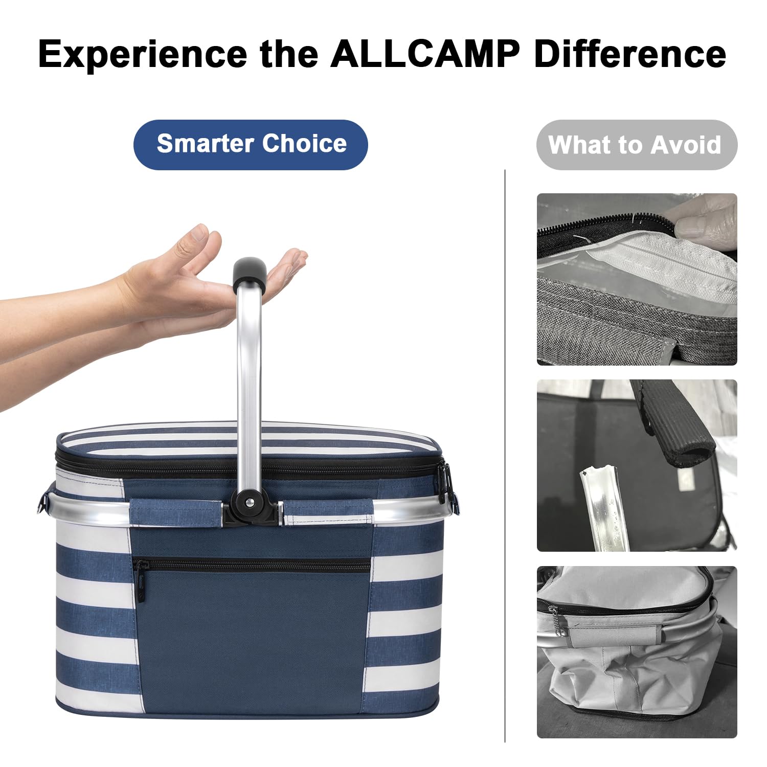 ALLCAMP Picnic Basket folded flat for storage