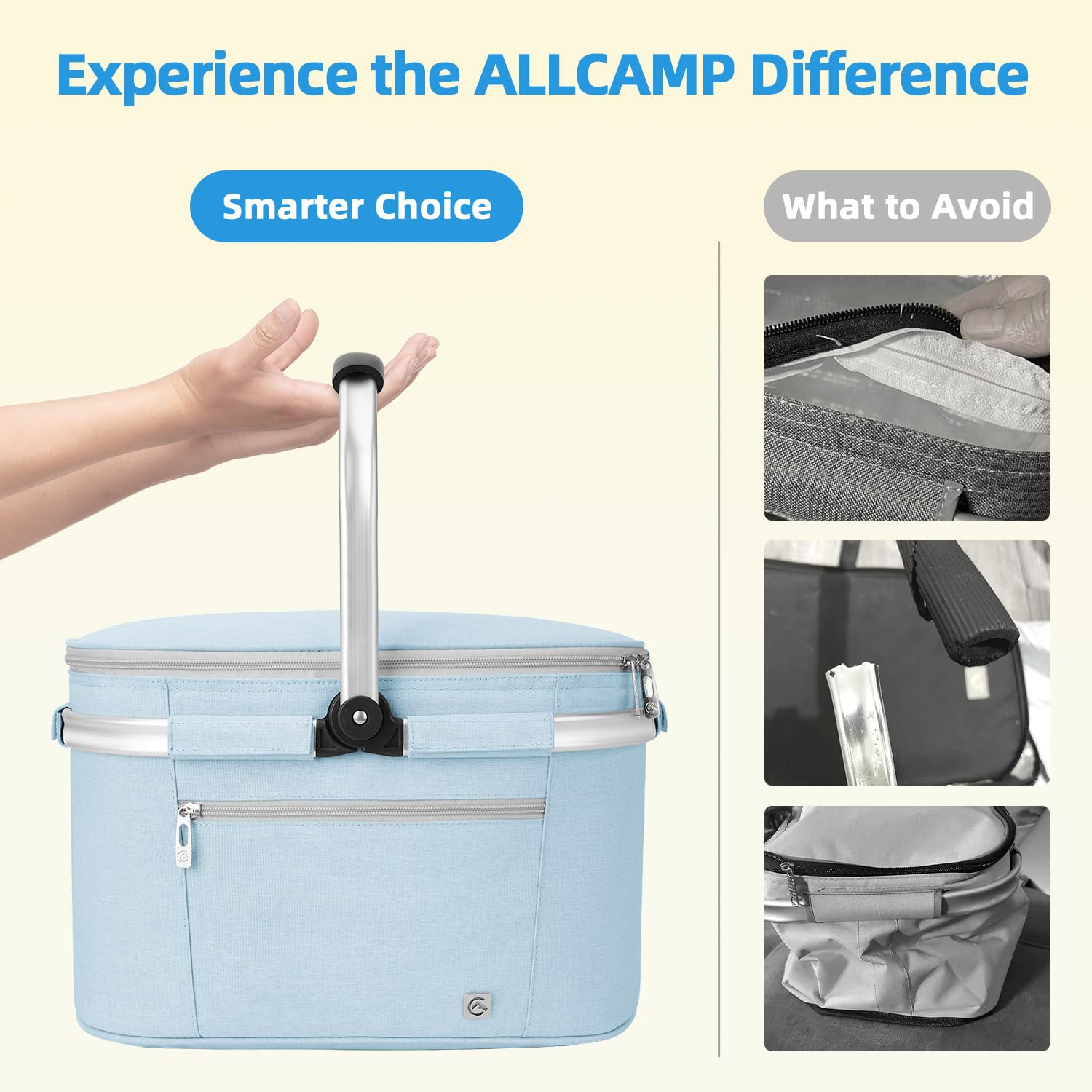 ALLCAMP Picnic Basket folded flat for storage