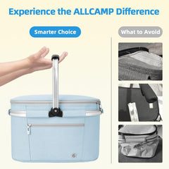 ALLCAMP Picnic Basket folded flat for storage