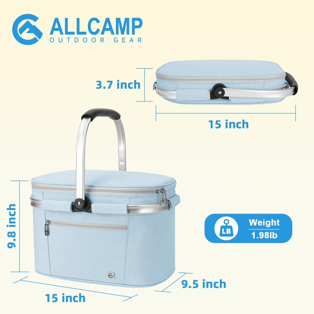 ALLCAMP Picnic Basket opened with food inside
