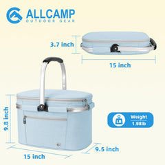 ALLCAMP Picnic Basket opened with food inside
