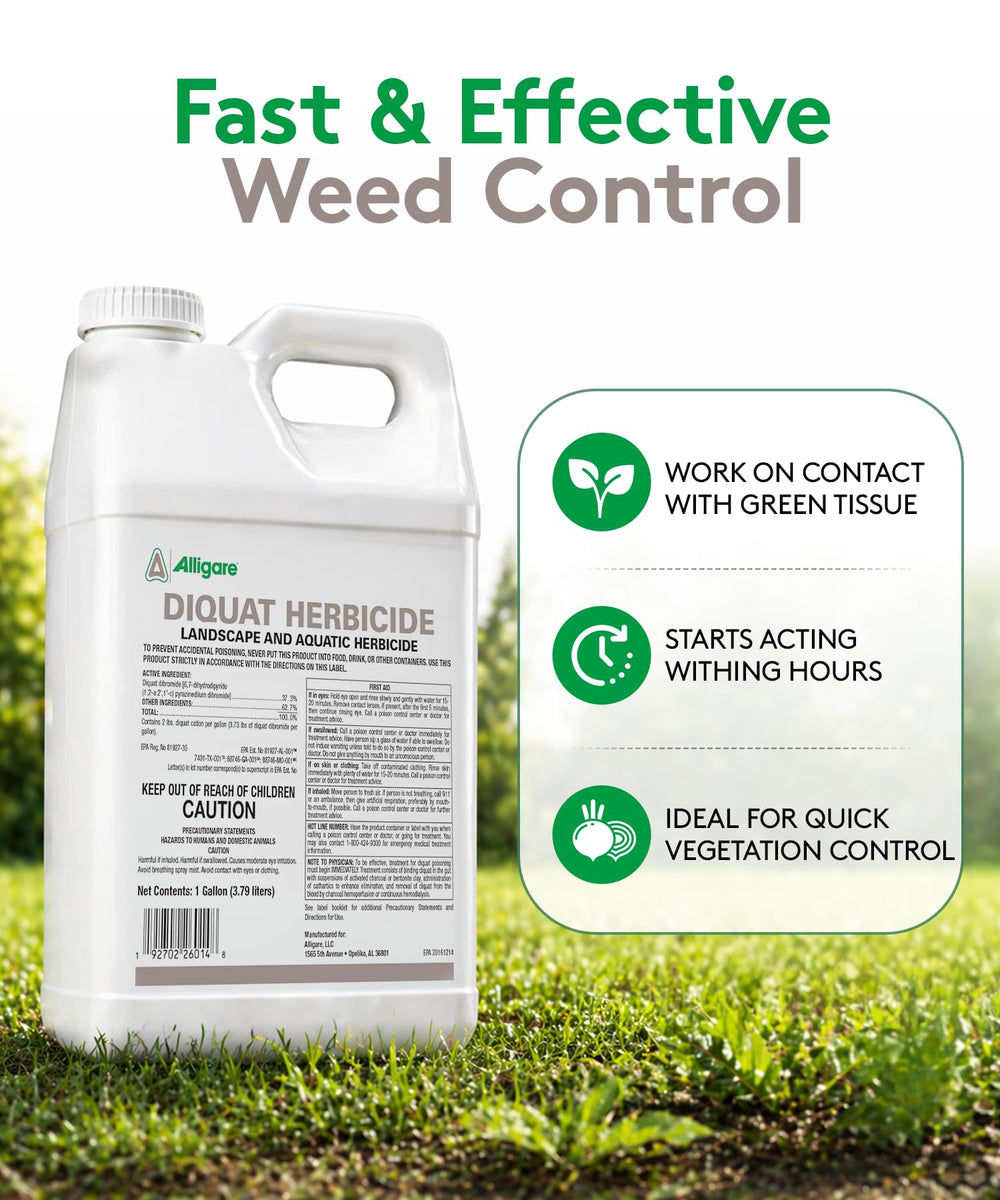ALLIGARE Diquat Herbicide bottle with measuring cup