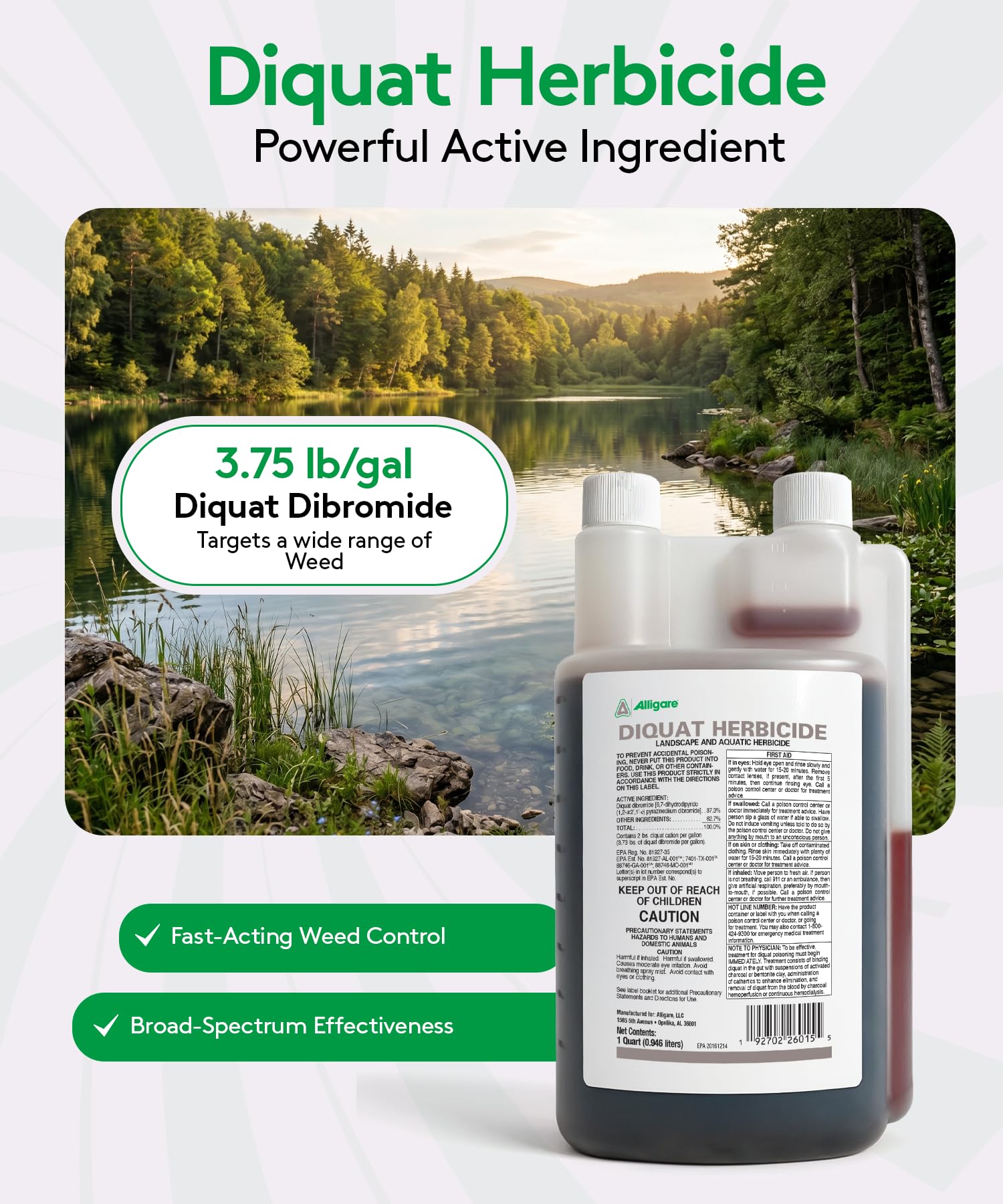 ALLIGARE Diquat Herbicide label with usage instructions
