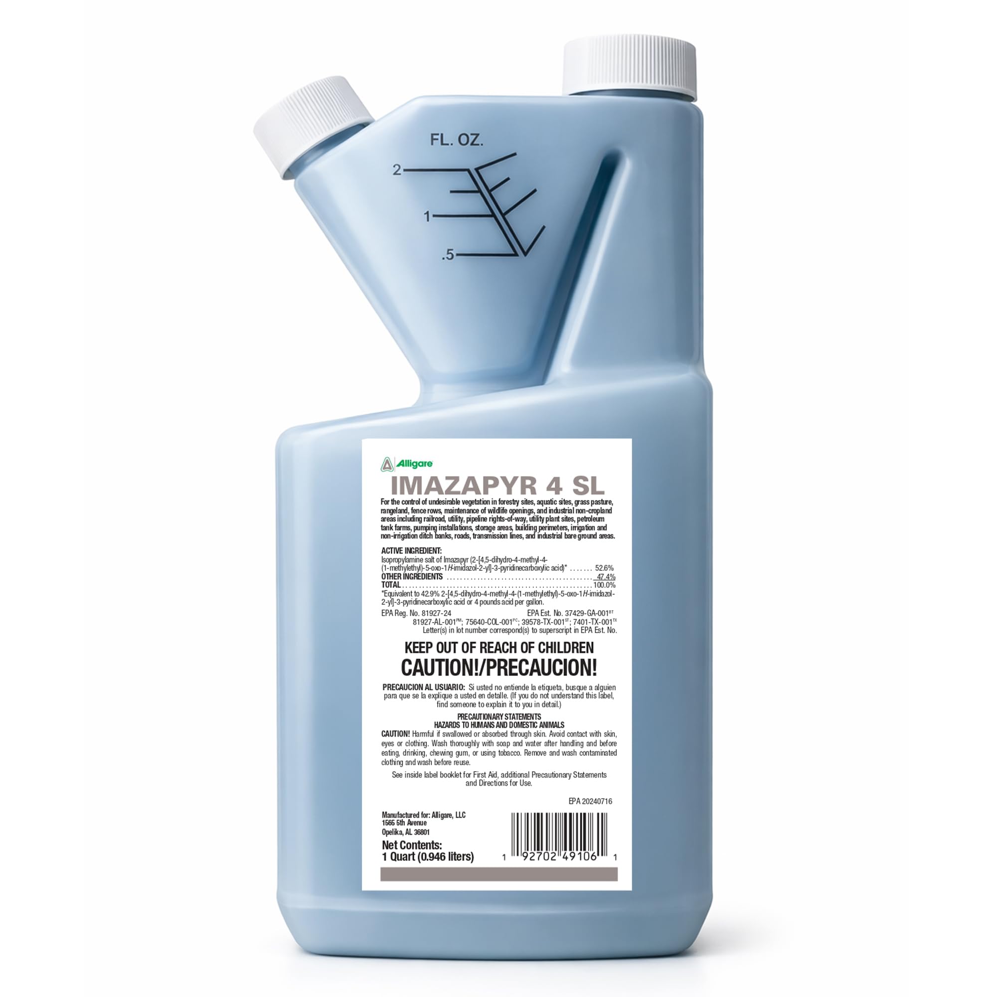 ALLIGARE Imazapyr Herbicide 4 SL 1 Quart bottle front view