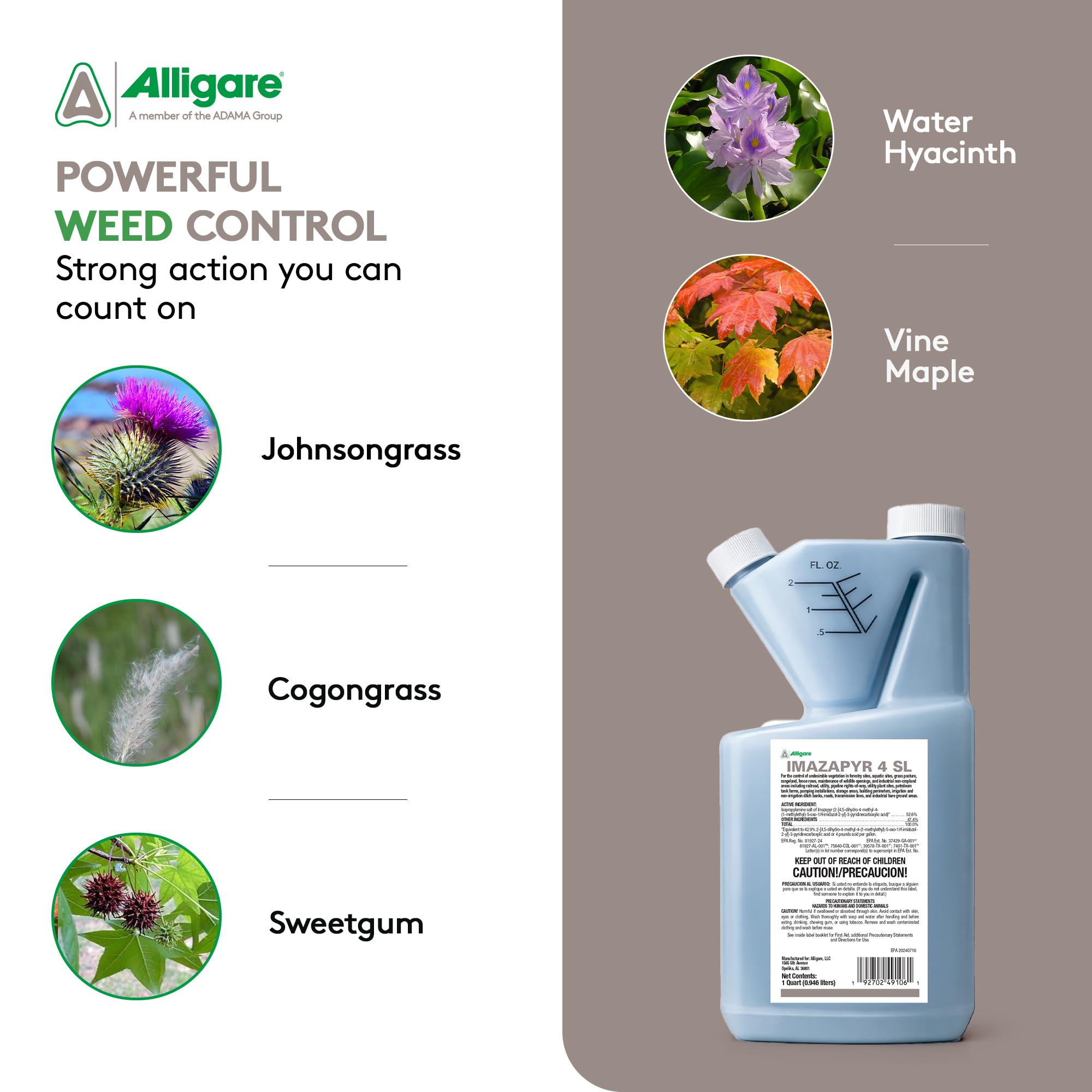 ALLIGARE Imazapyr Herbicide 4 SL bottle back view with label
