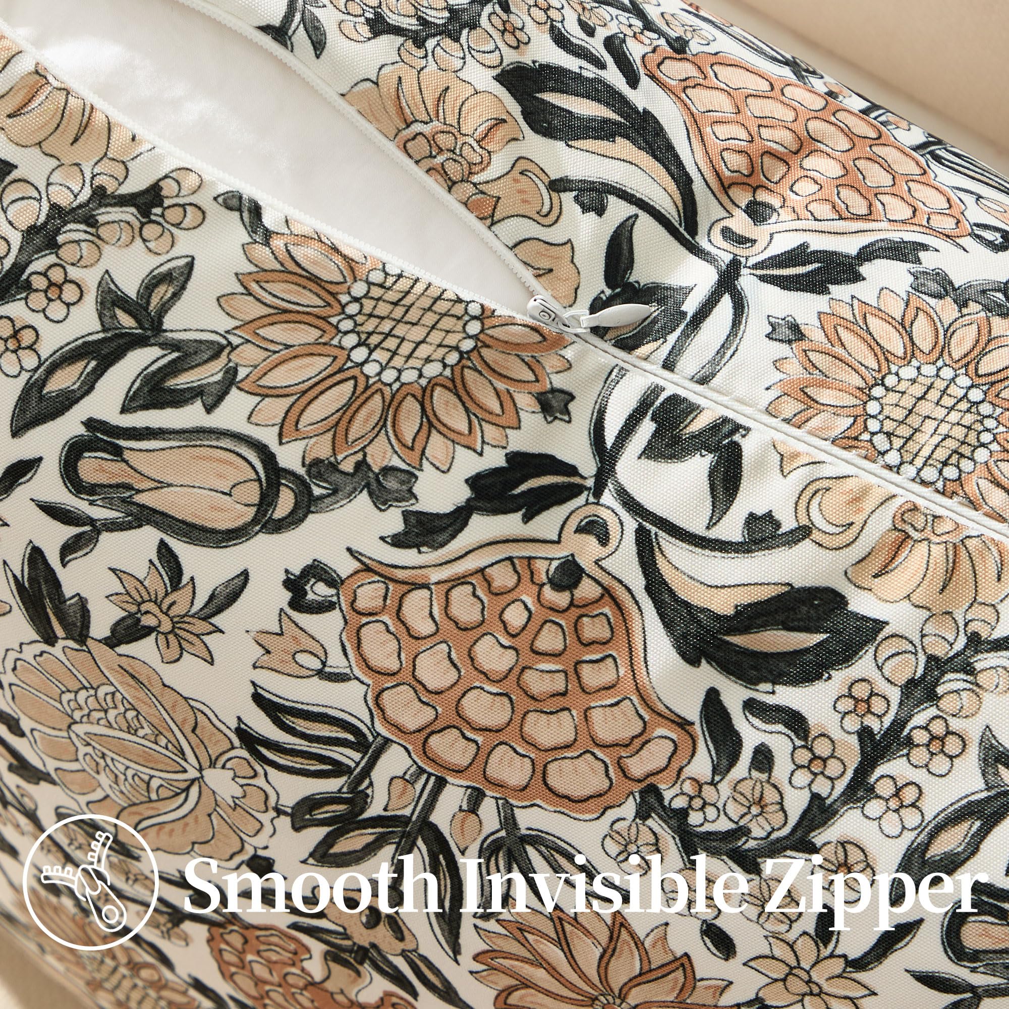 Allorry outdoor pillow cover against a garden backdrop