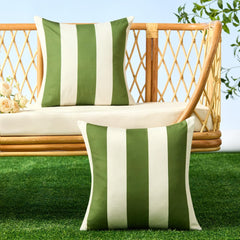 Allorry Outdoor Pillow Covers 18x18 olive green on patio sofa