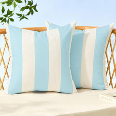 Allorry Outdoor Pillow Covers 20x20 light blue striped front view