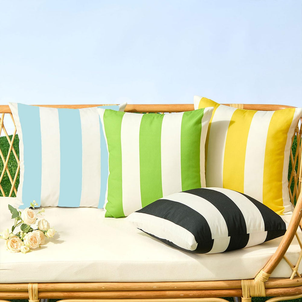 Allorry Outdoor Pillow Covers 20x20 light blue striped on patio furniture