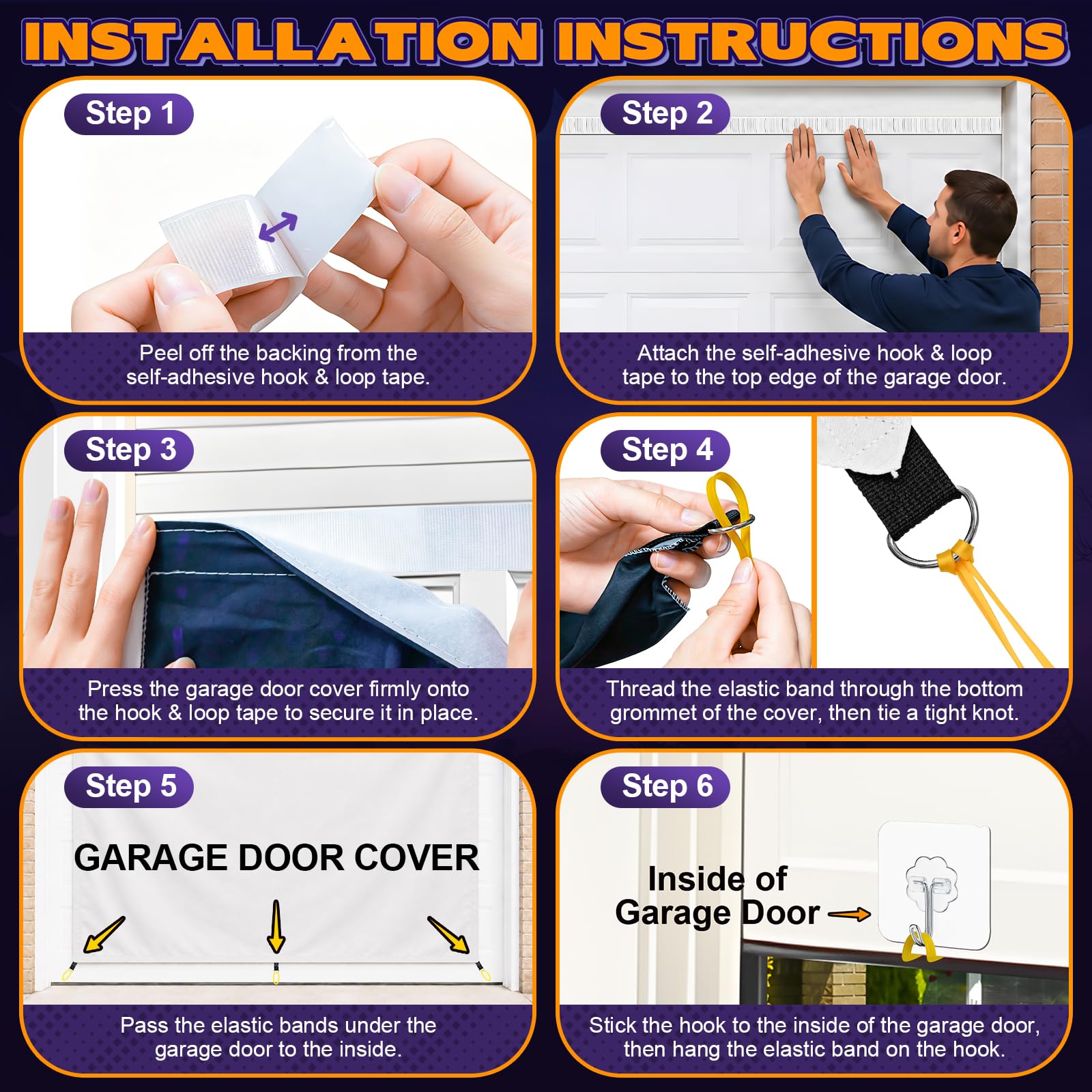 Allotall Halloween Garage Door Cover in outdoor setting during Halloween