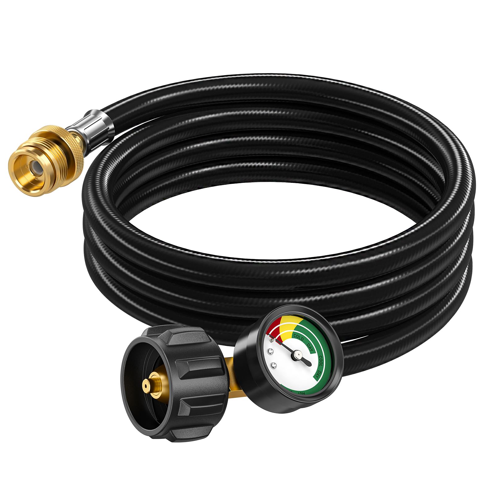 Alloxity 6FT Propane Hose Adapter front view with gauge