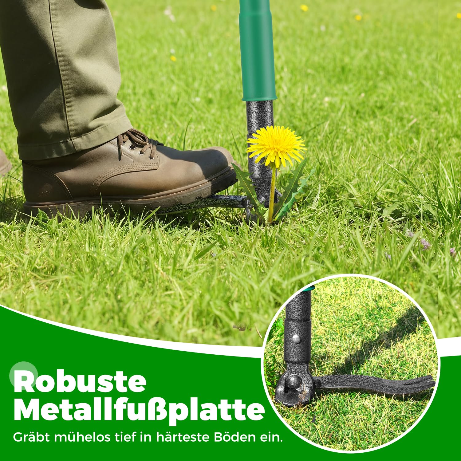 Allsetool weed puller tool showing the dual eject mechanism