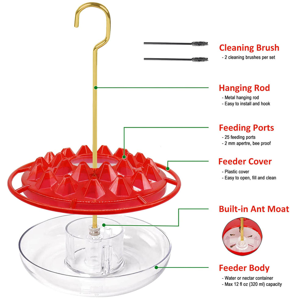 allslotx Hummingbird Feeder showing red colour and hanging rod