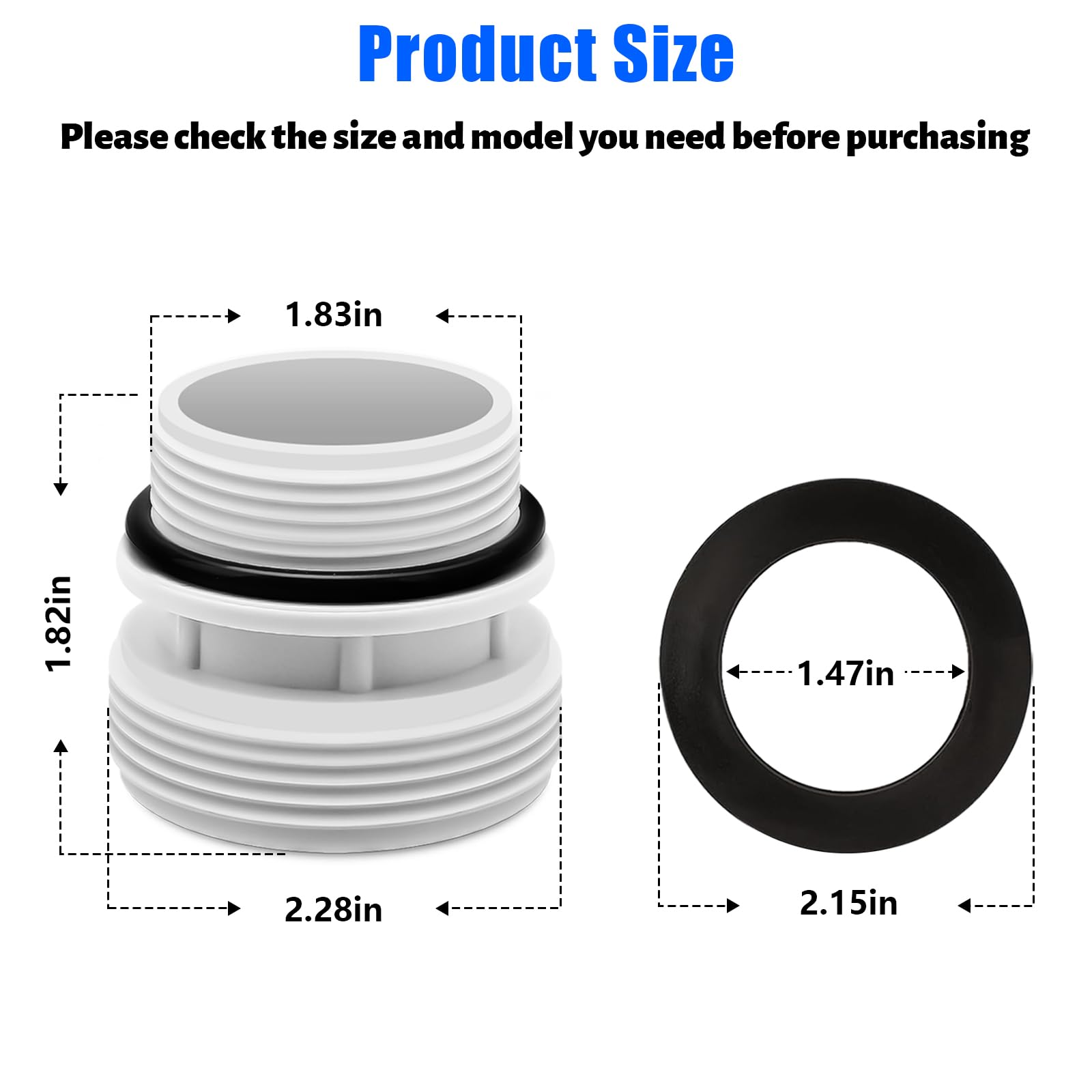 Alocs pool hose adapters detailed view
