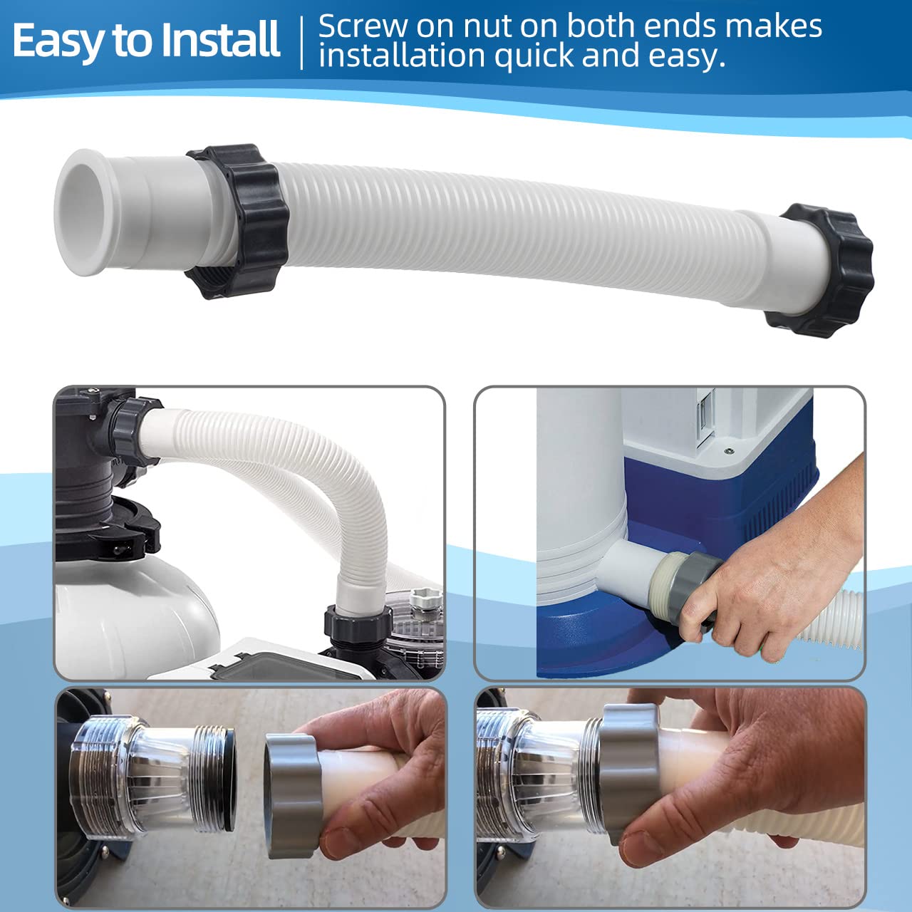 Alocs pool hose installed on Intex filter pump