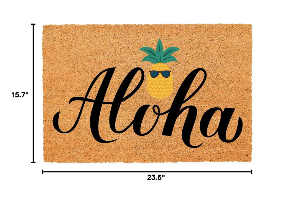 Aloha Pineapple Doormat in a front porch setting