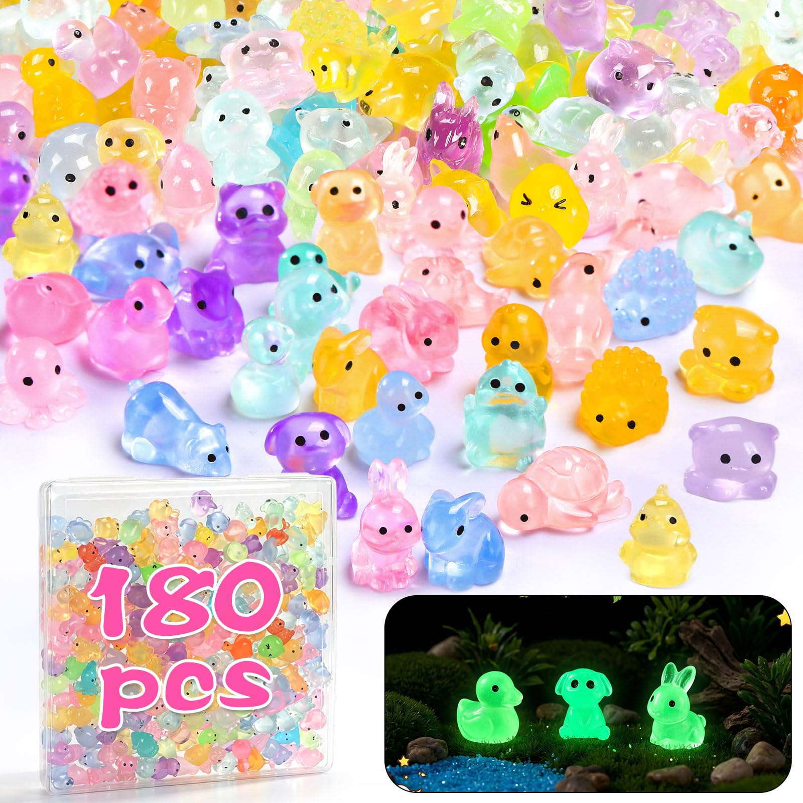 Alotiki 180 Pcs Mini Resin Animals set with various designs