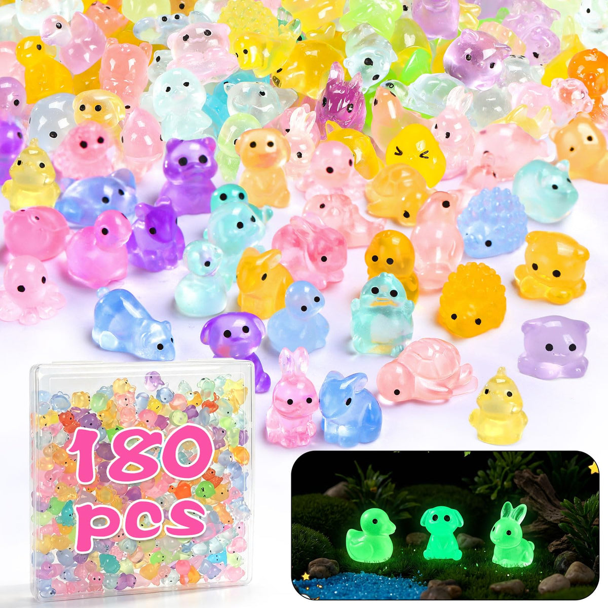 Alotiki 180 Pcs Mini Resin Animals set with various designs