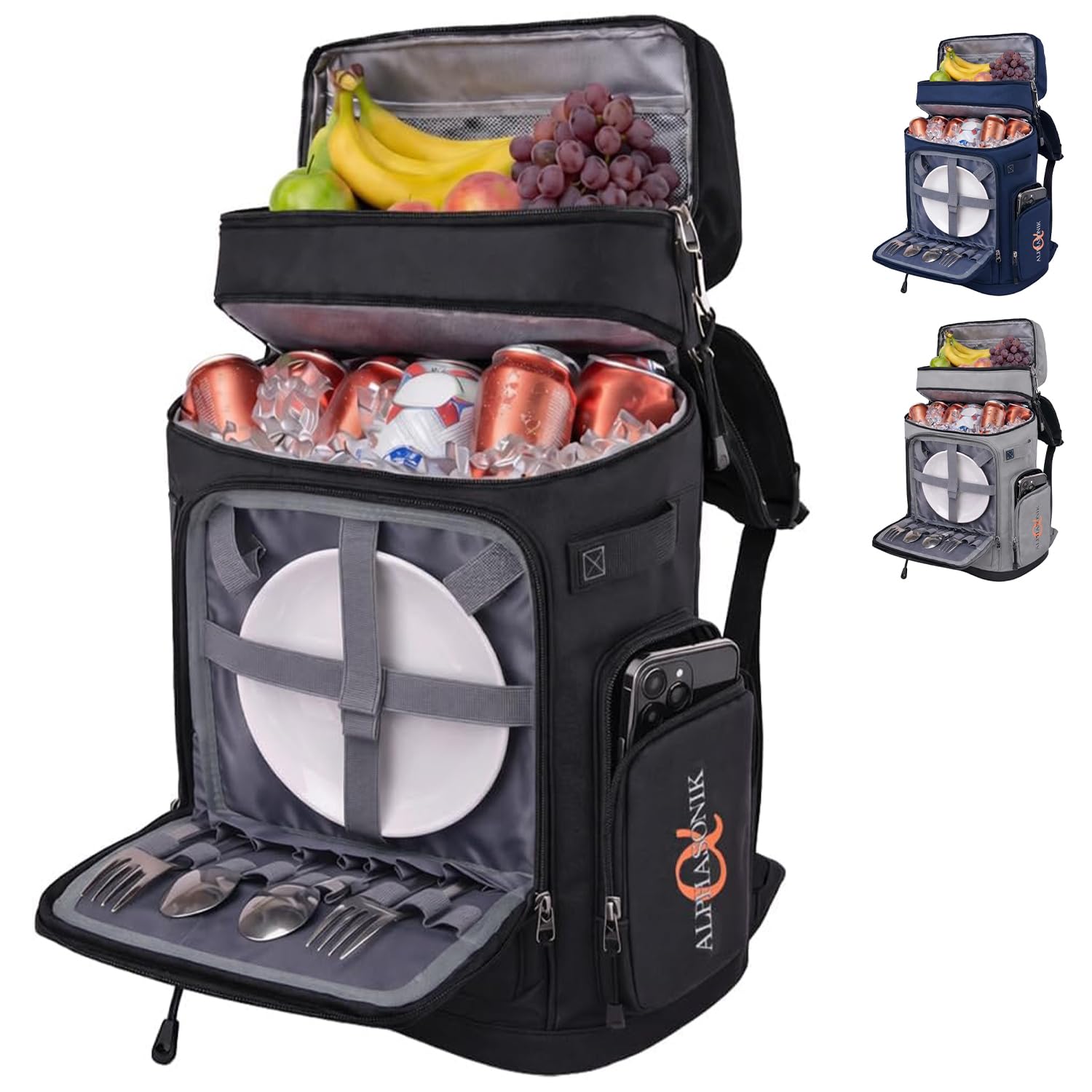 Alphasonik Cooler Backpack front view in black