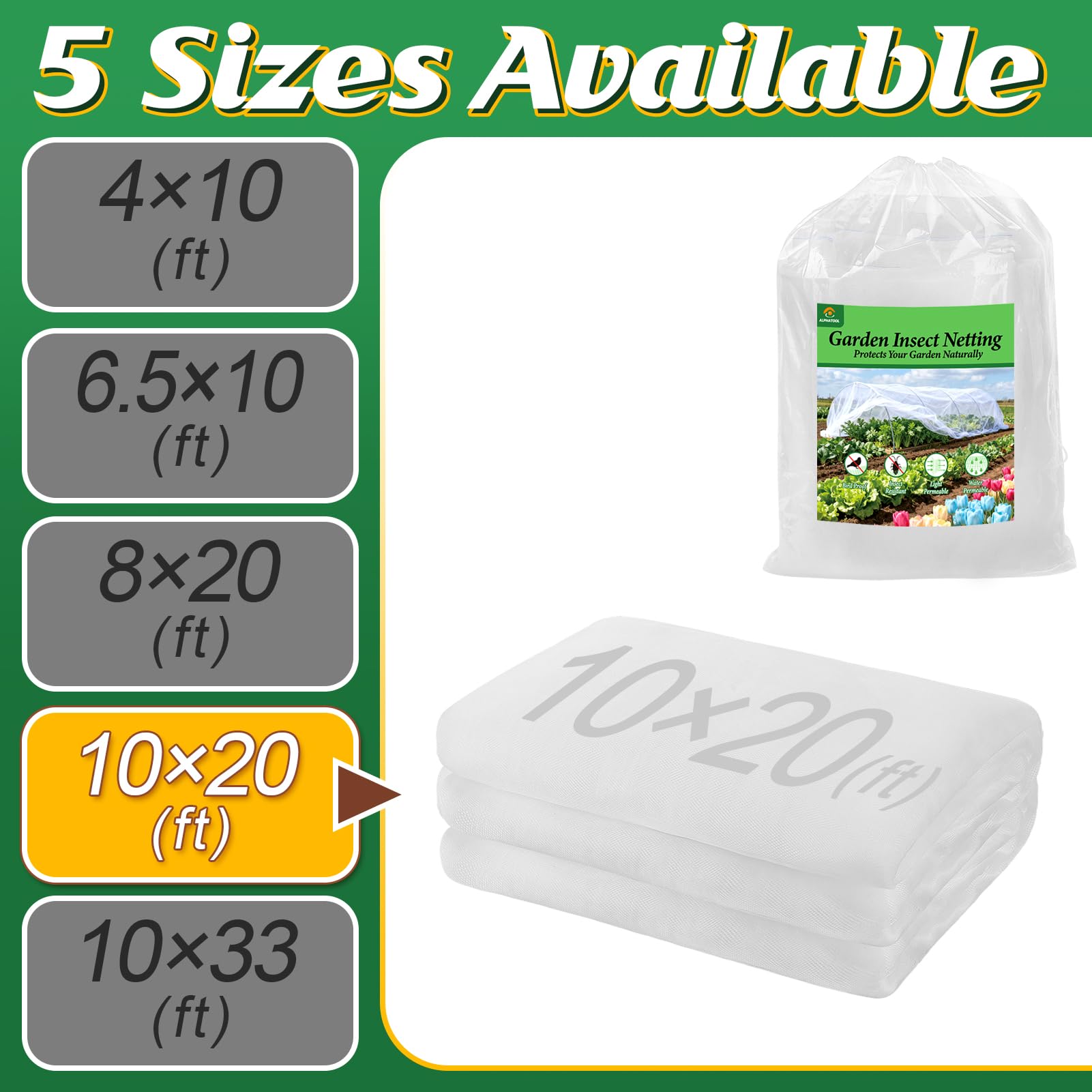 Alphatool garden netting packaging details