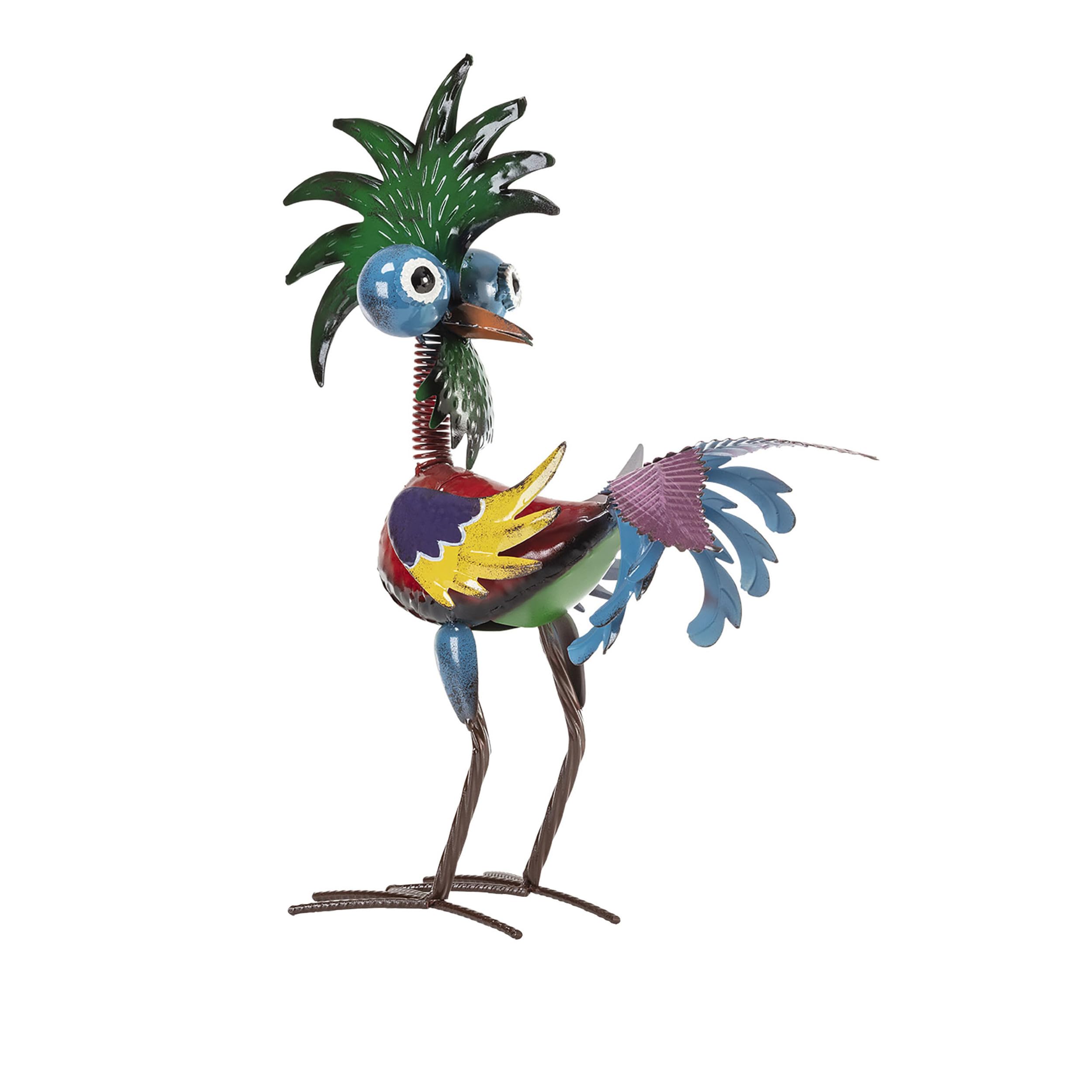 Alpine 19-inch Tropical Rooster Statue front view with vibrant feathers