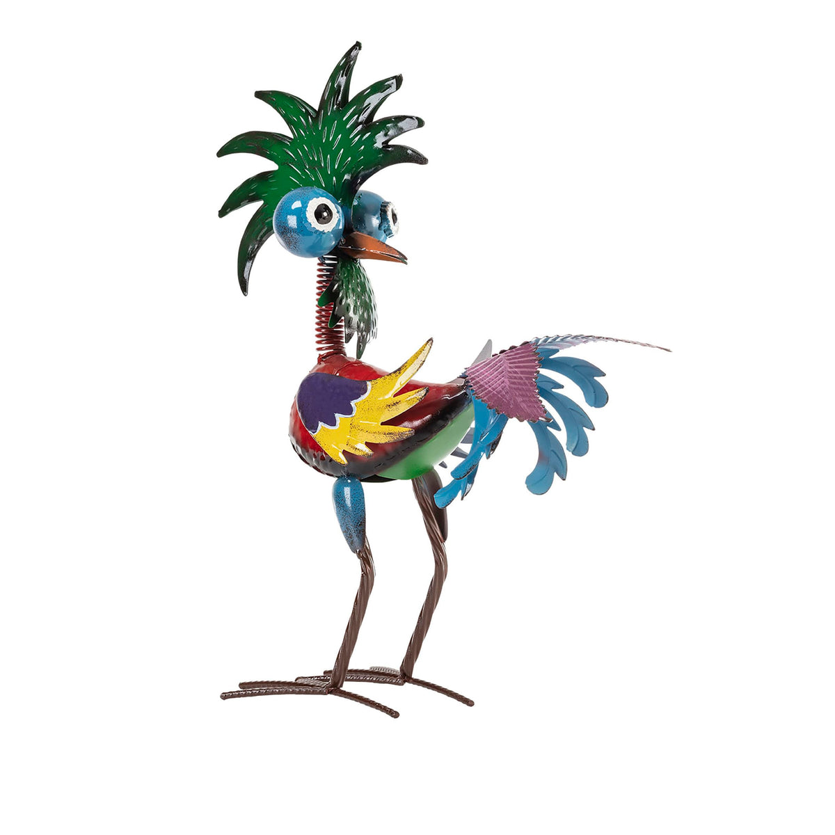 Alpine 19-inch Tropical Rooster Statue front view with vibrant feathers