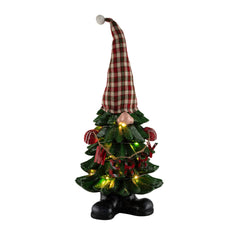 Alpine 28-inch Merry Gnome Statue with LED lights front view