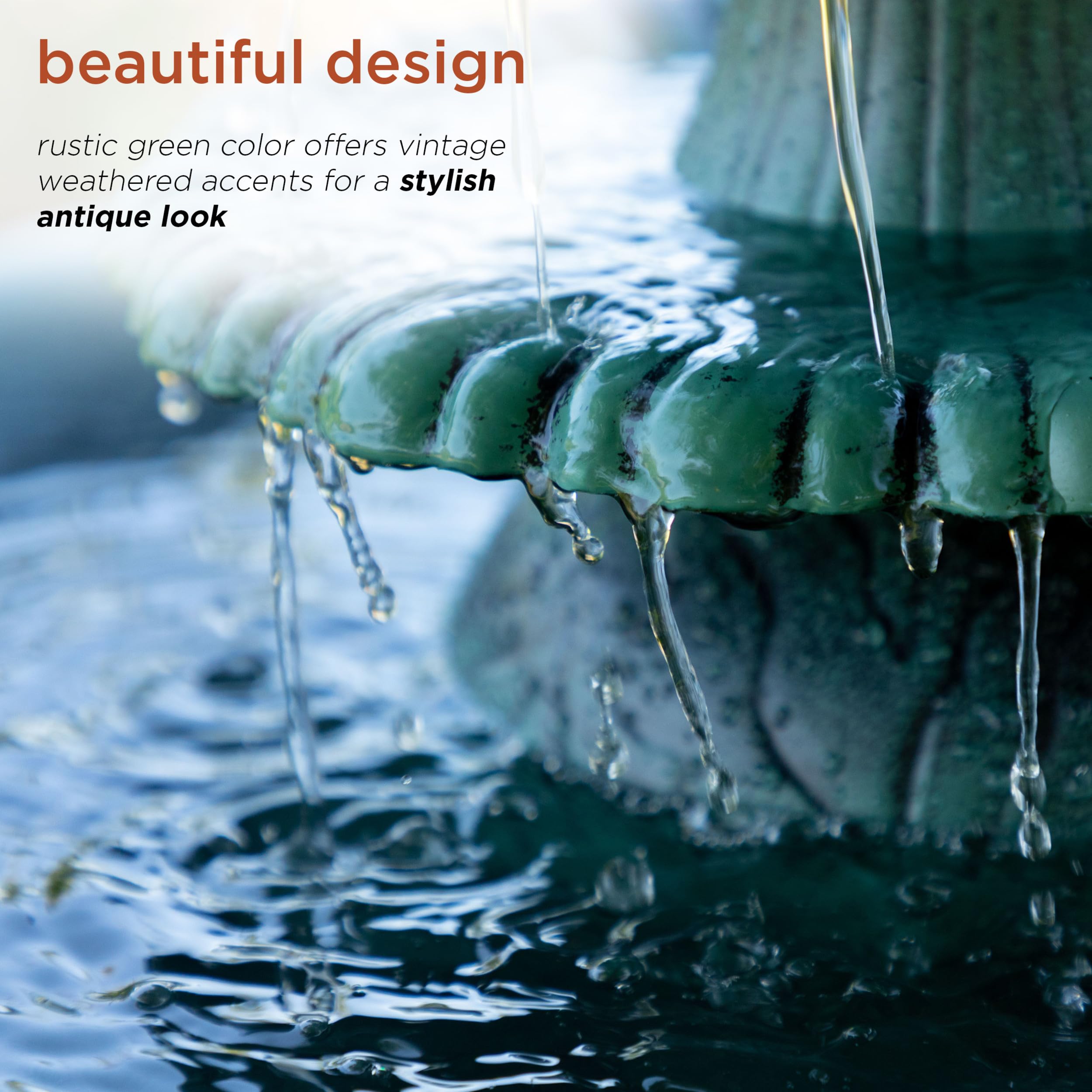 Alpine 3-Tier Outdoor Fountain with water flowing