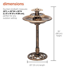 Alpine 3-tier pedestal fountain with birdbath in garden