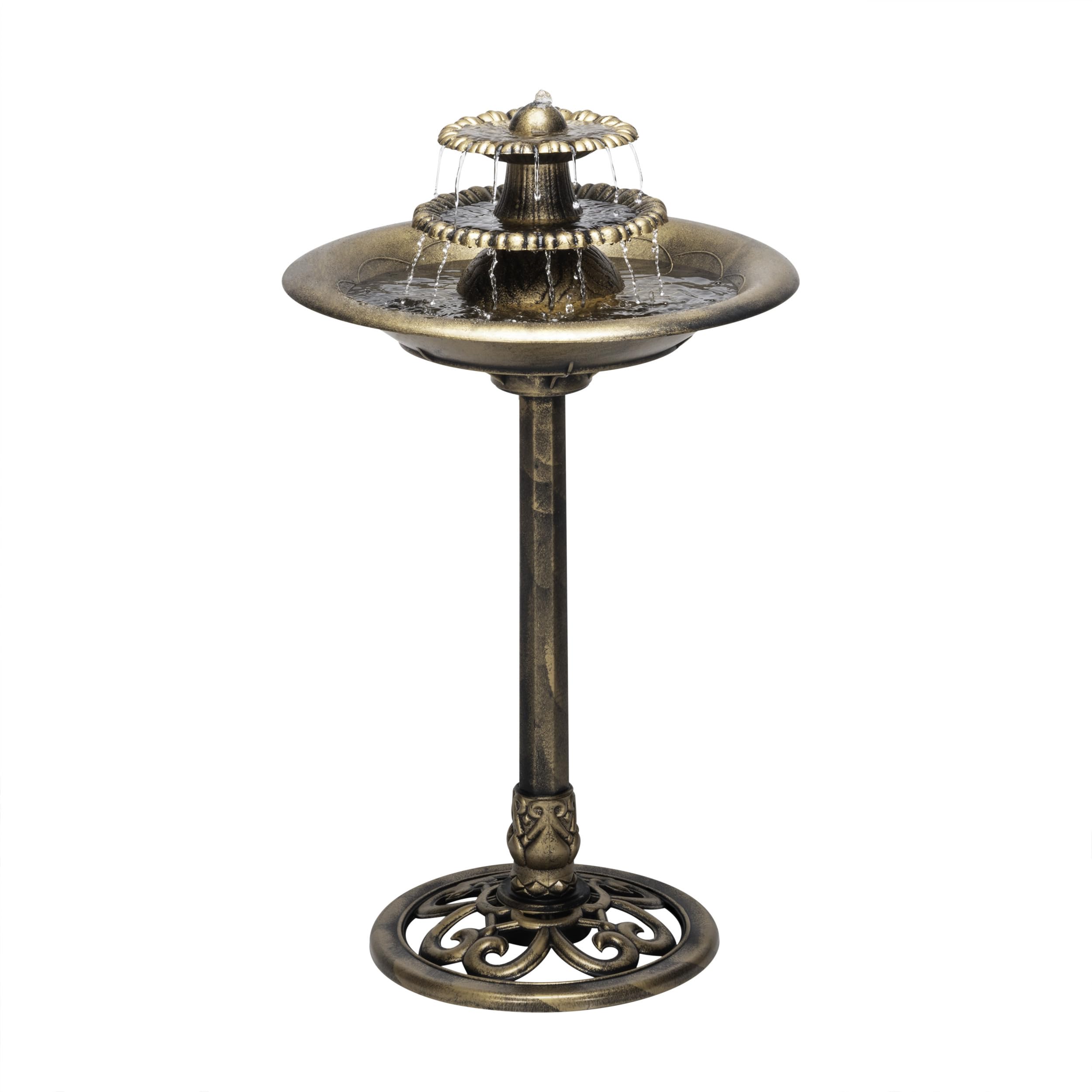 Alpine 35-inch bronze 3-tier water fountain front view