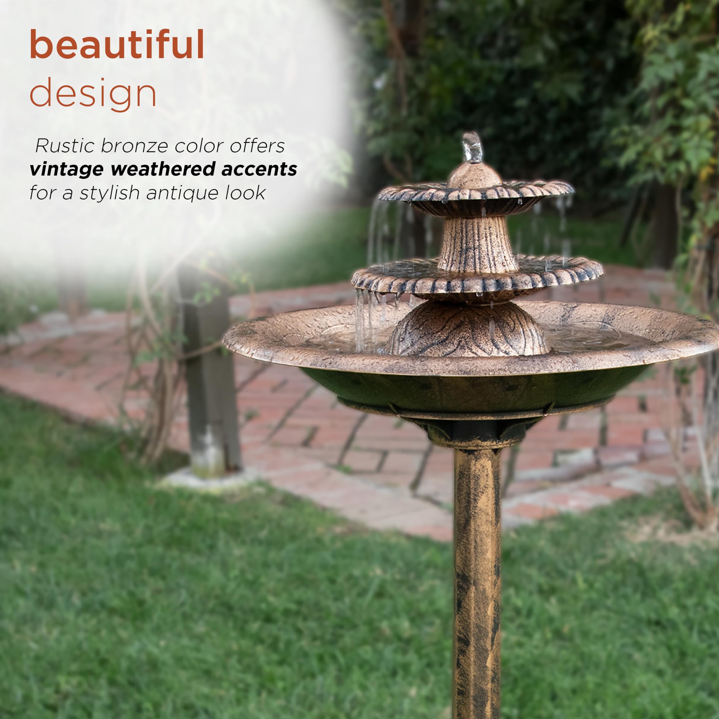 Alpine 35-inch fountain with water flowing