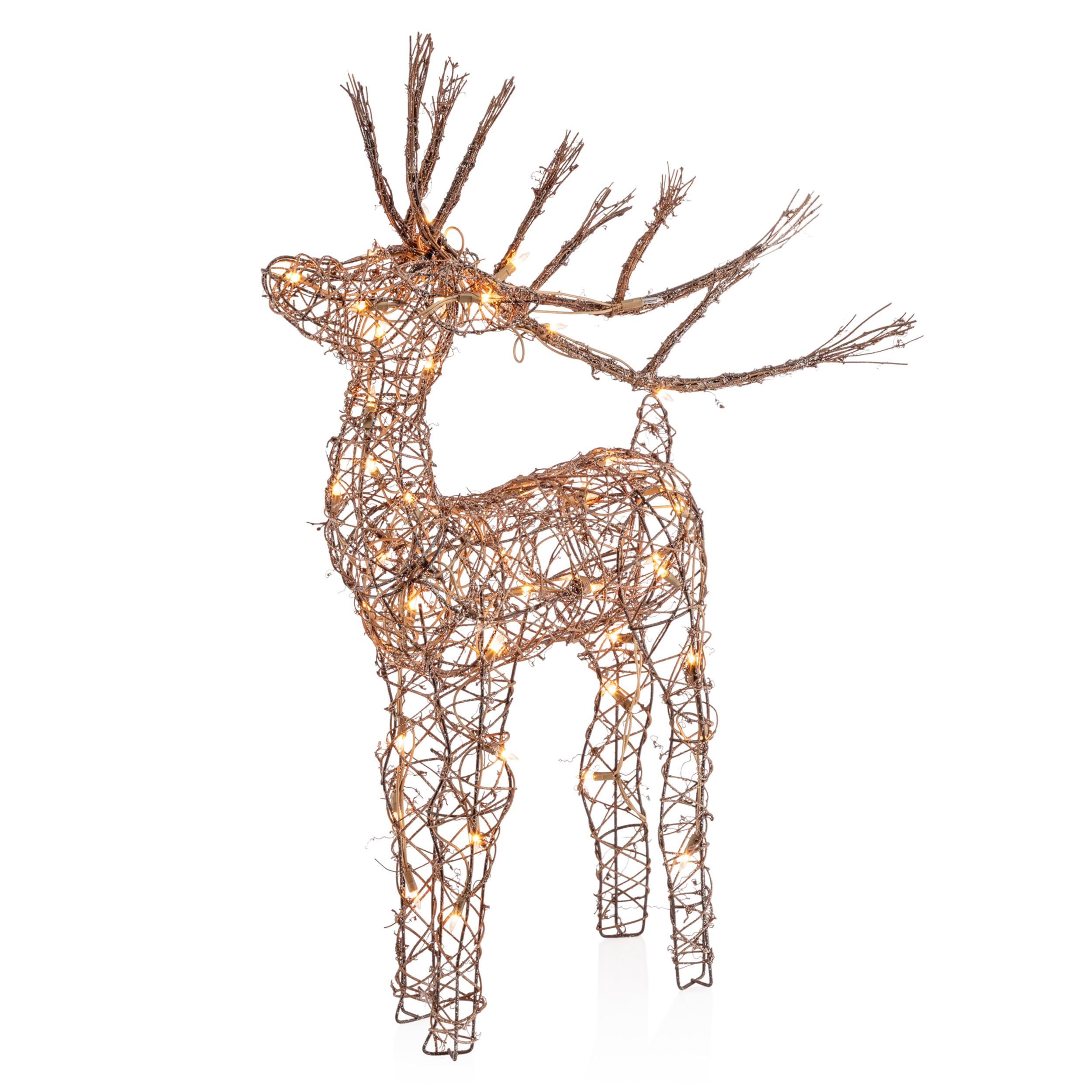 Alpine 35" Tall Rattan Reindeer Lawn Decoration front view