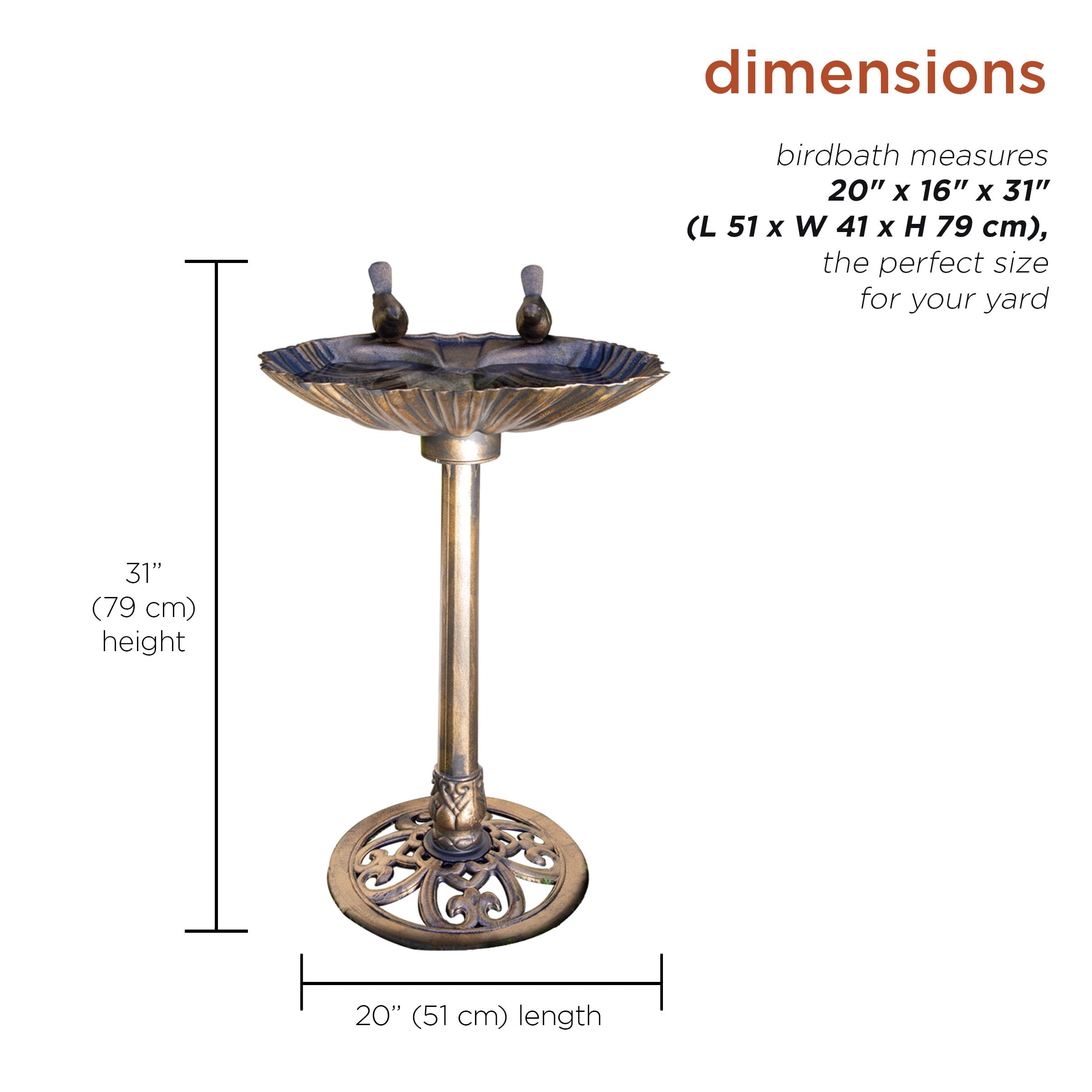 Alpine Birdbath in garden setting with birds gathered around
