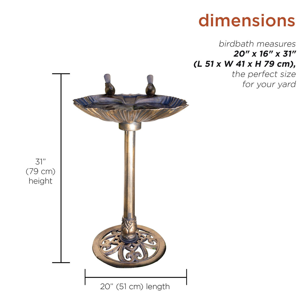 Alpine Birdbath in garden setting with birds gathered around