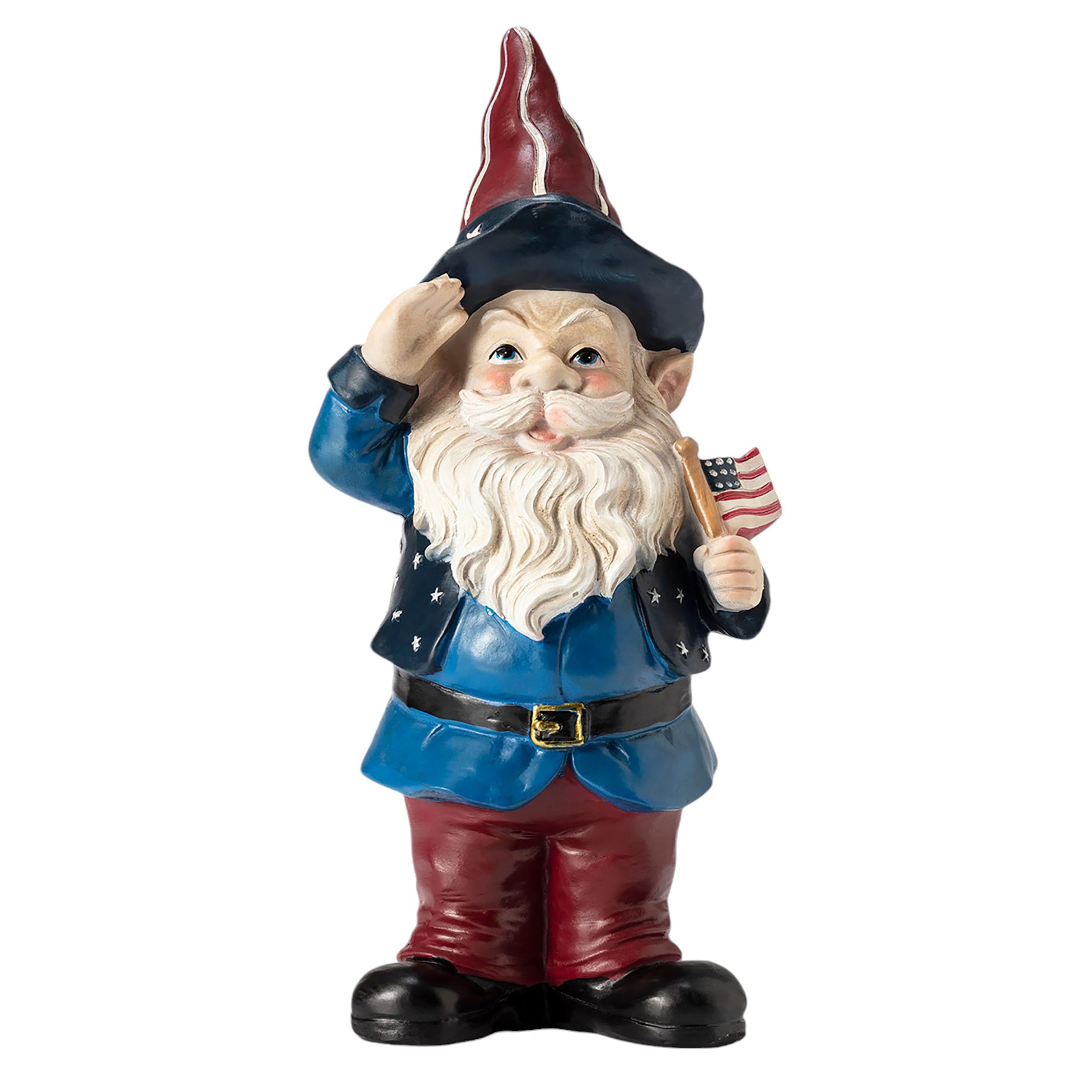 Alpine Corporation 12-inch Saluting Gnome Statue front view