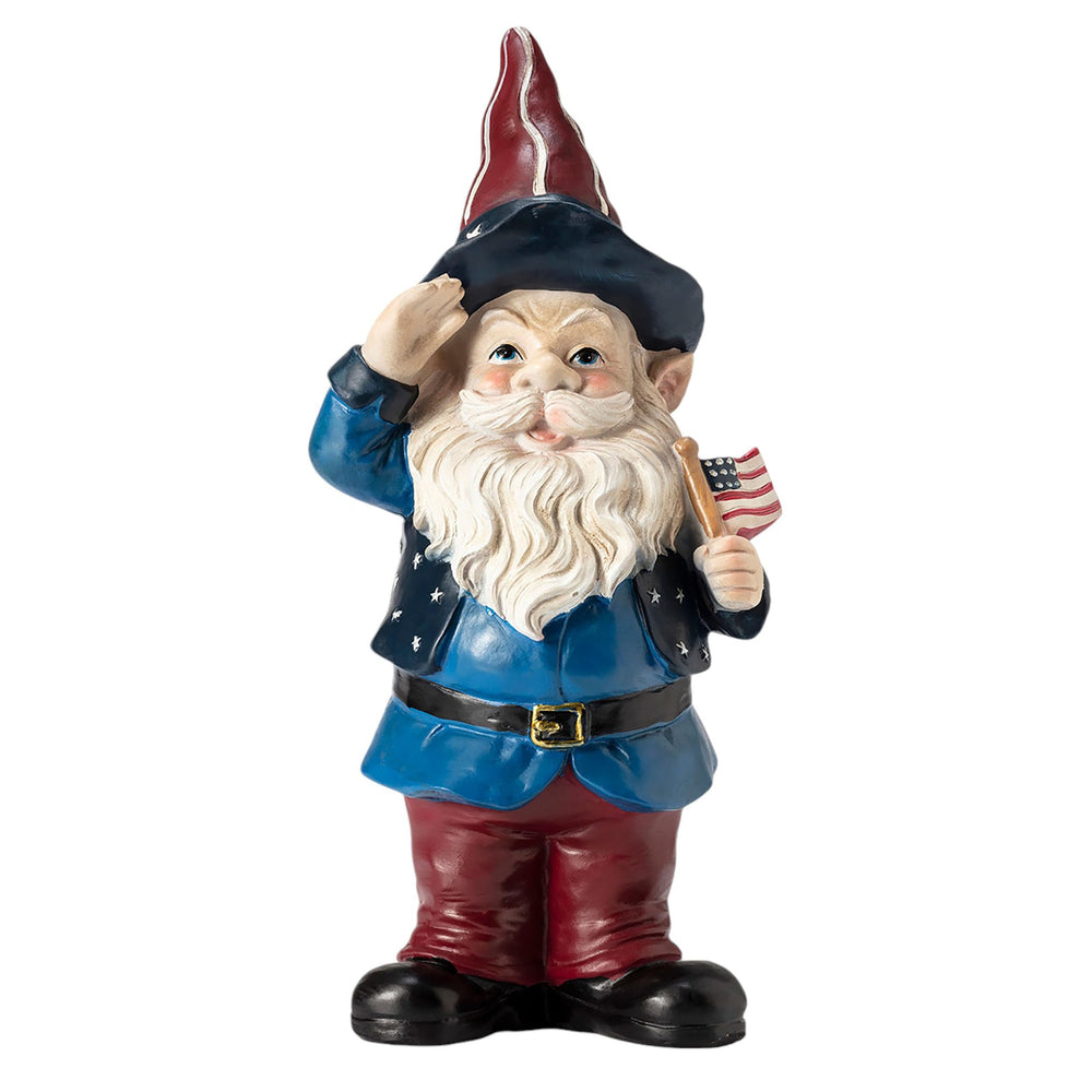 Alpine Corporation 12-inch Saluting Gnome Statue front view