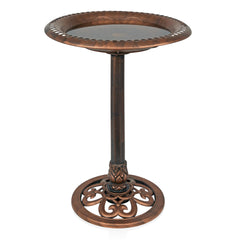 Alpine Corporation 28-inch bronze pedestal birdbath front view
