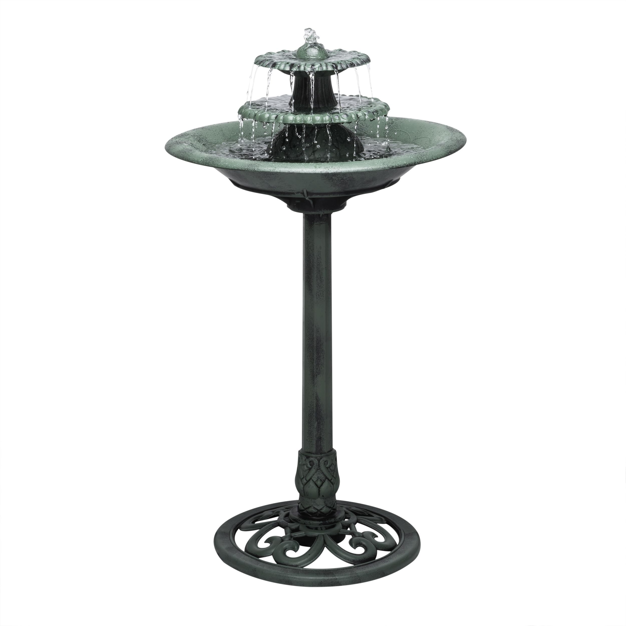 Alpine Corporation 35" Tall 3-Tier Outdoor Fountain in green
