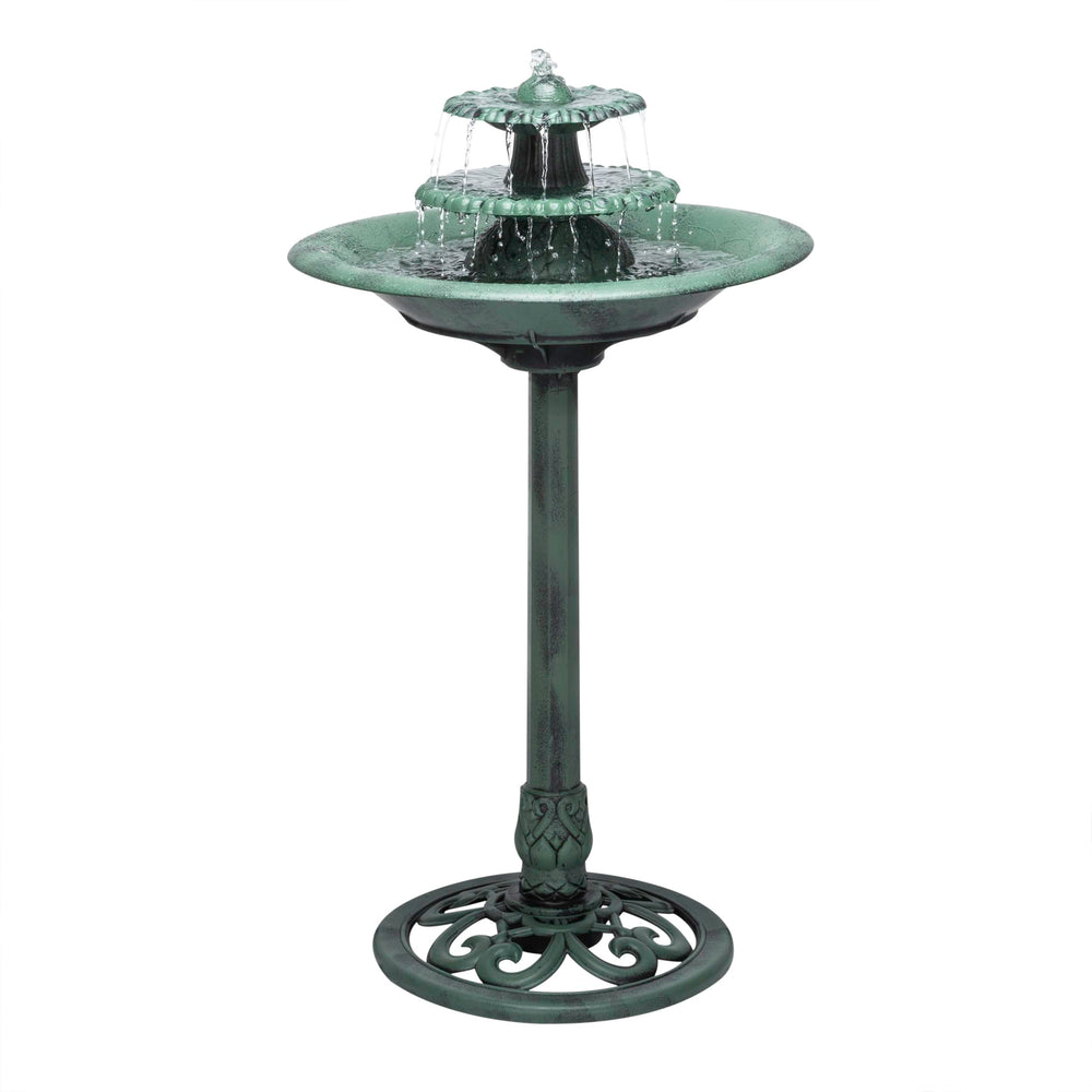 Alpine Corporation 35" Tall 3-Tier Outdoor Fountain in green