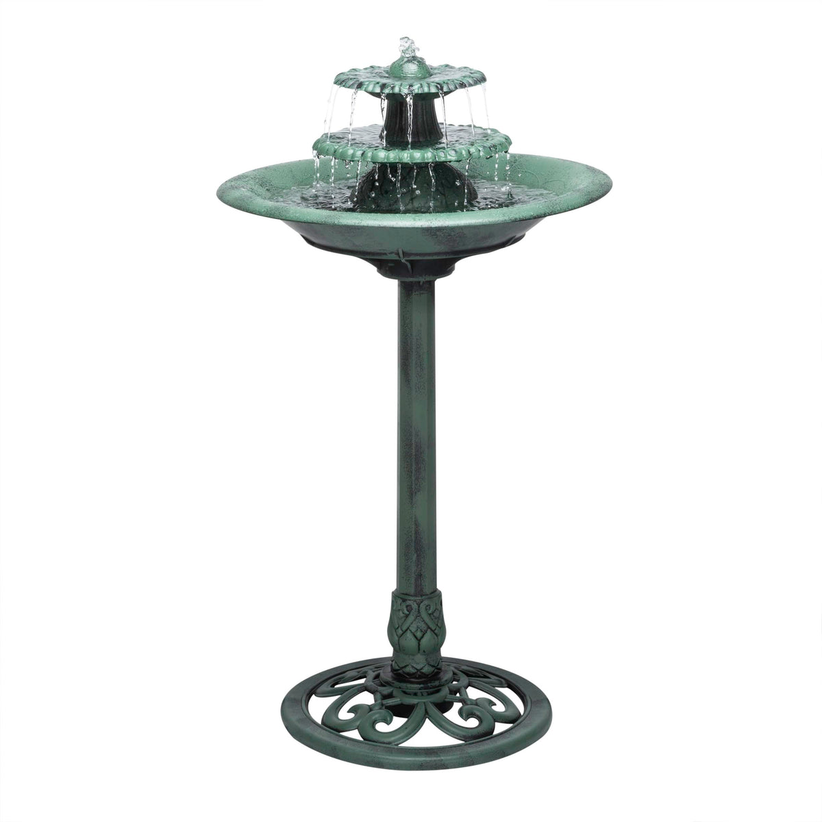 Alpine Corporation 35" Tall 3-Tier Outdoor Fountain in green