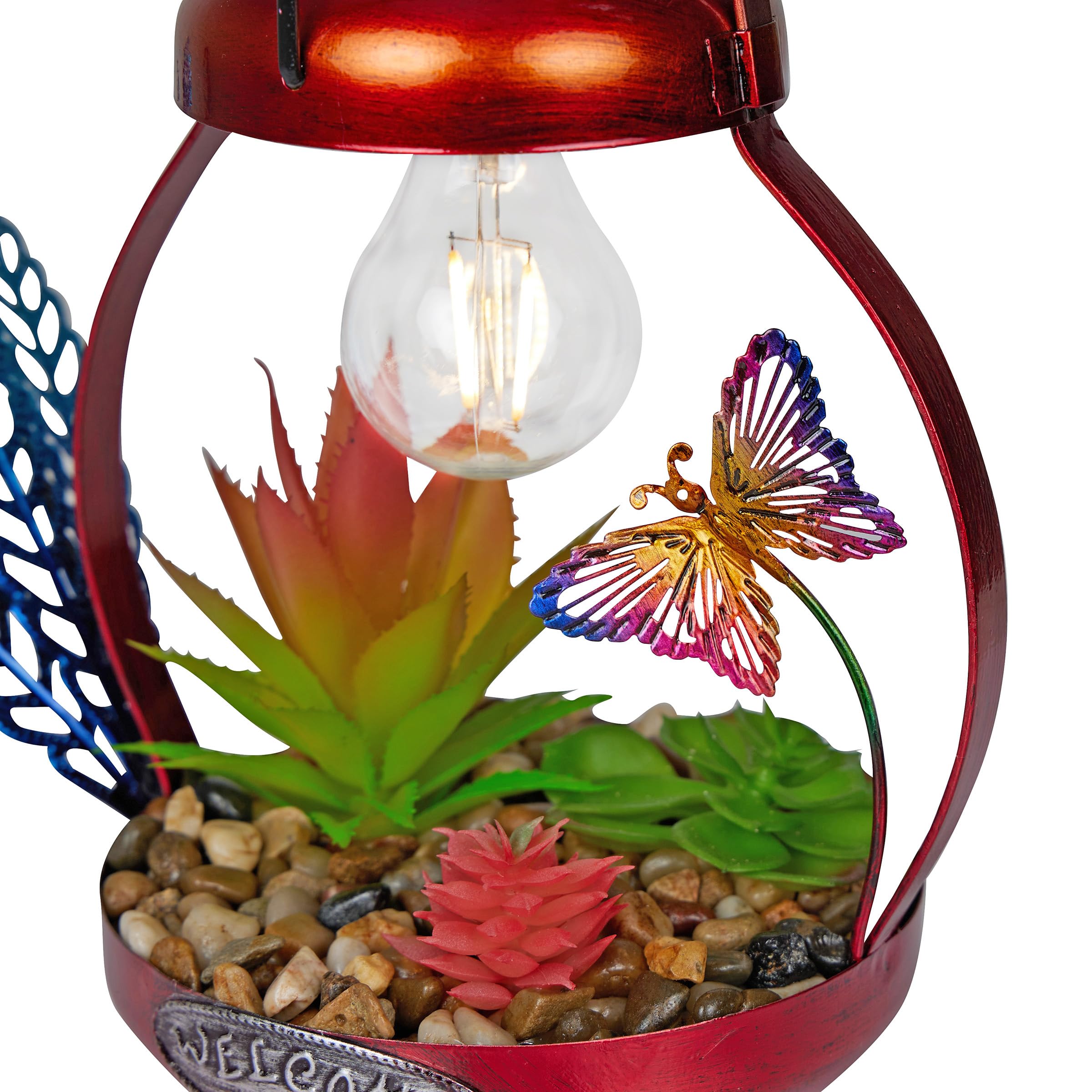 Alpine Corporation Metal Rooster with solar panel on top