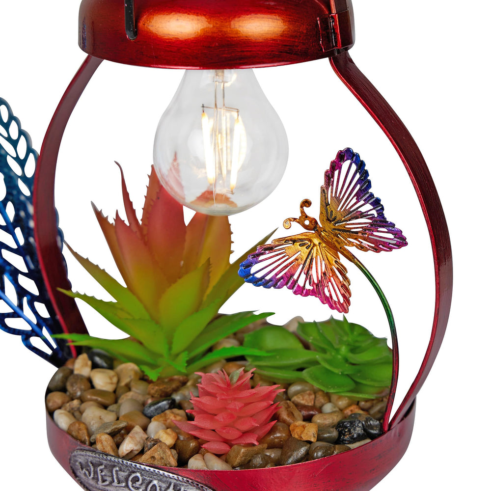 Alpine Corporation Metal Rooster with solar panel on top
