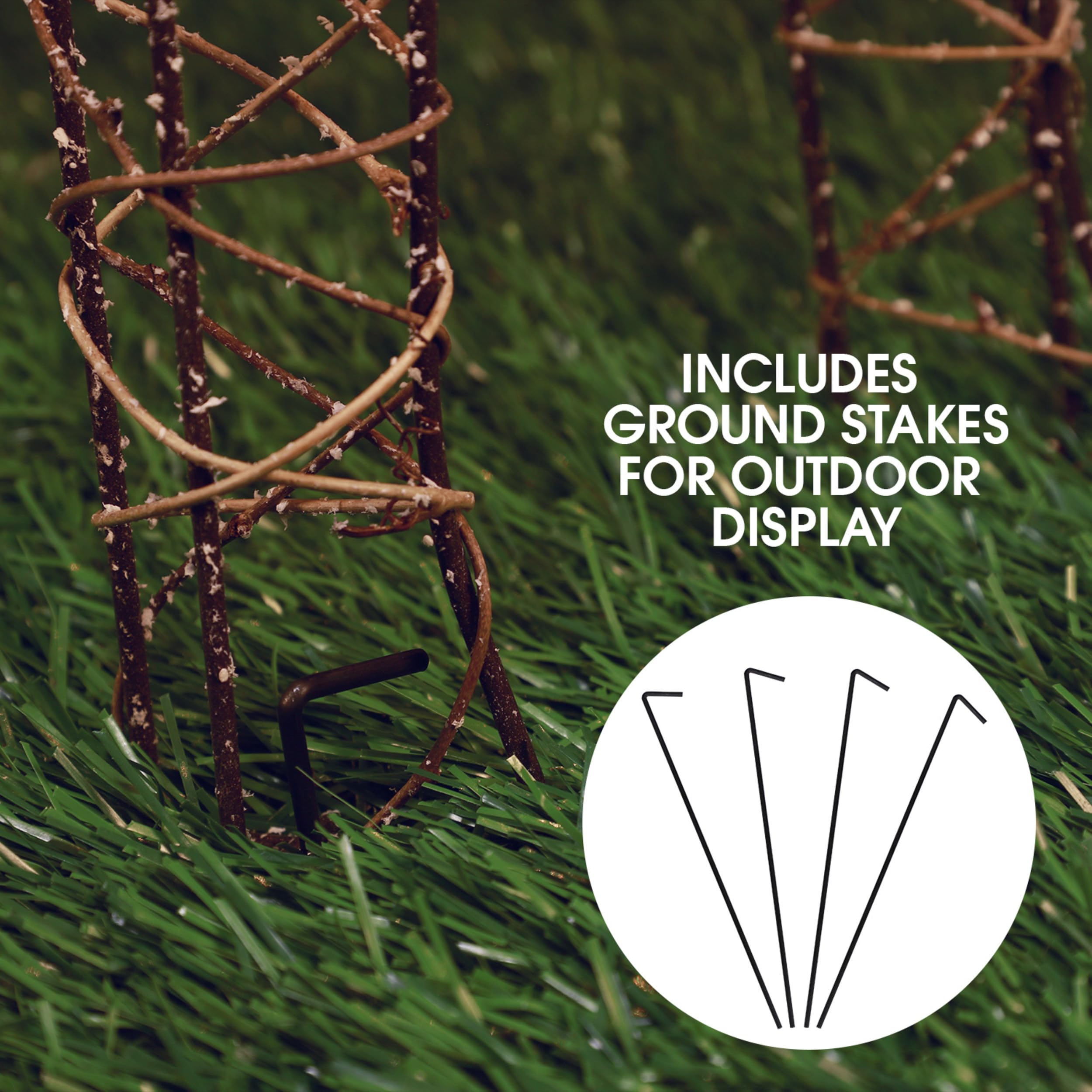Alpine Rattan Grazing Reindeer setup with included U stakes