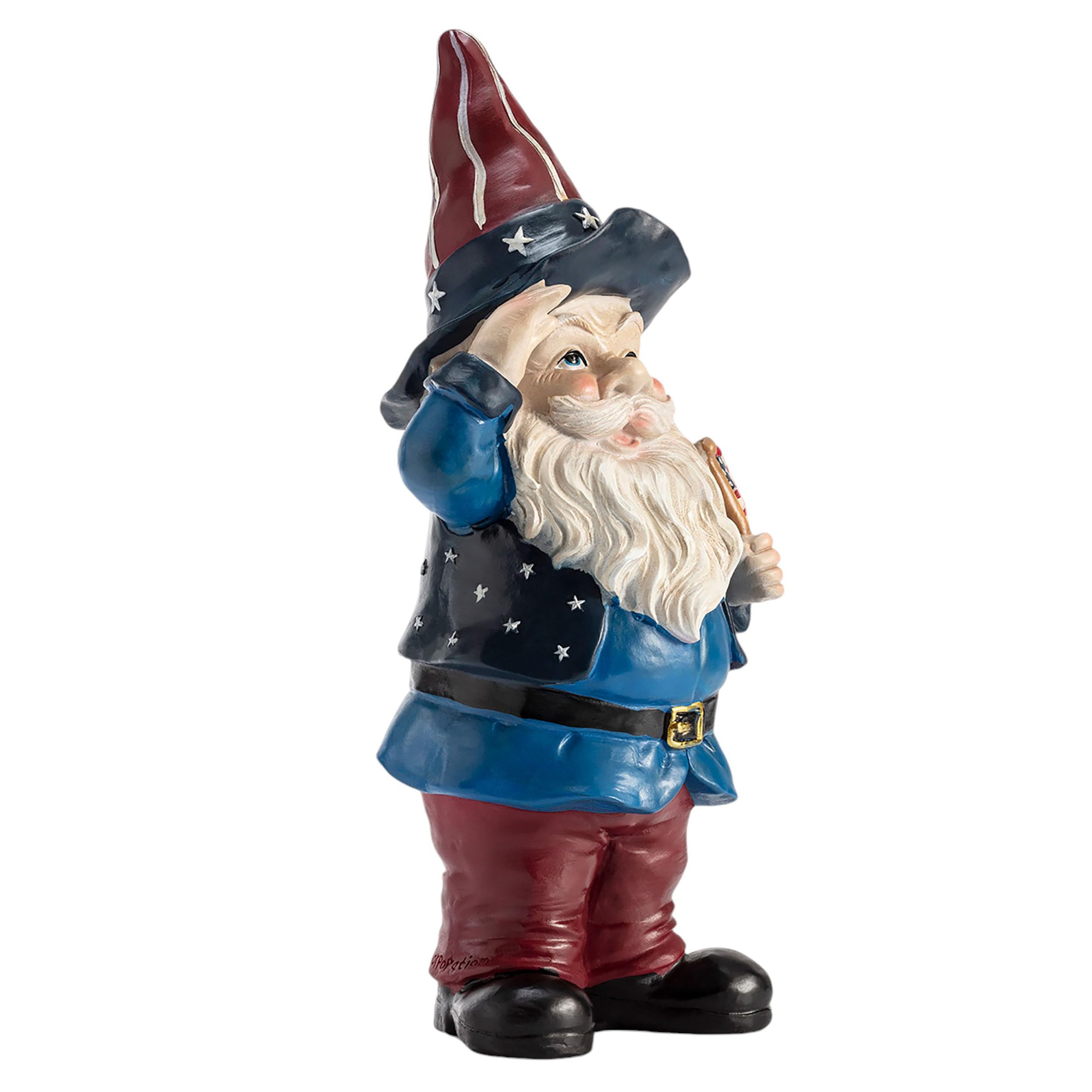 Alpine Saluting Gnome Statue with vibrant colors