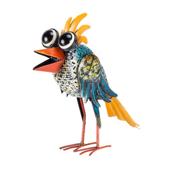 Alpine Wide-Eyed Bird Statue front view with multicolour finish