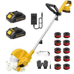 ALSO GO Cordless String Trimmer front view with yellow detailing
