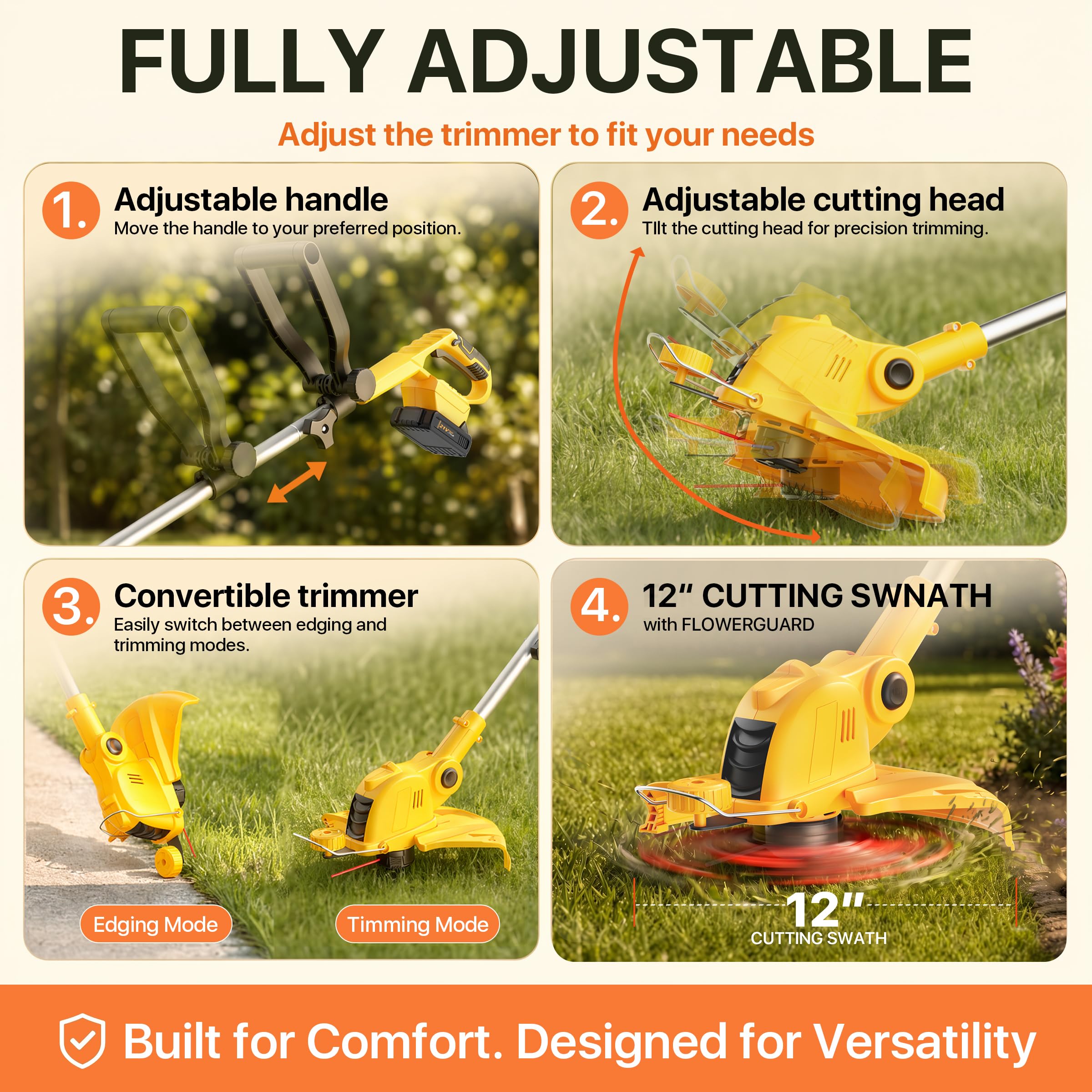 ALSO GO Cordless String Trimmer in use trimming grass