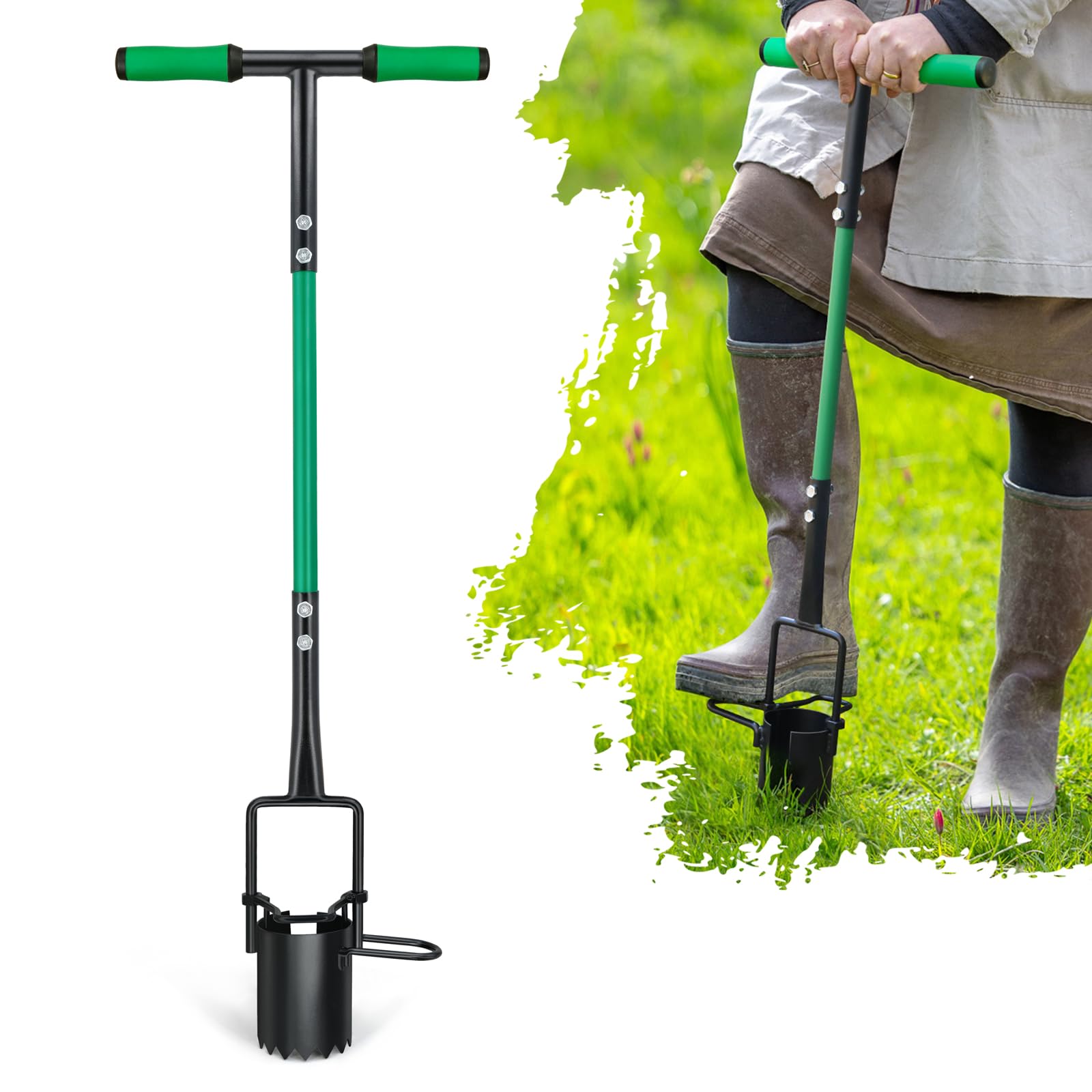 Altdorff Bulb Planter Tool front view with long handle
