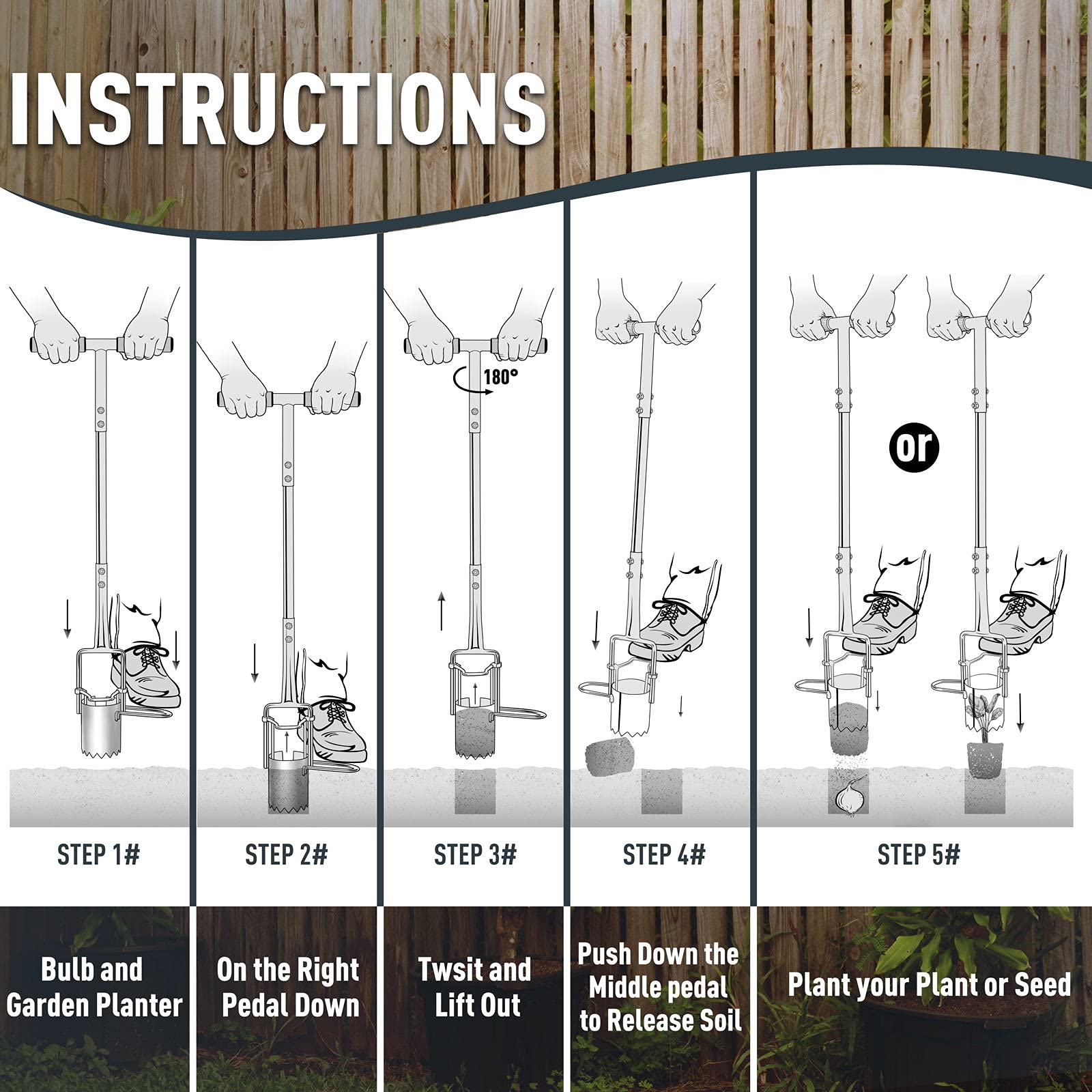 Altdorff Bulb Planter Tool with dimensions shown