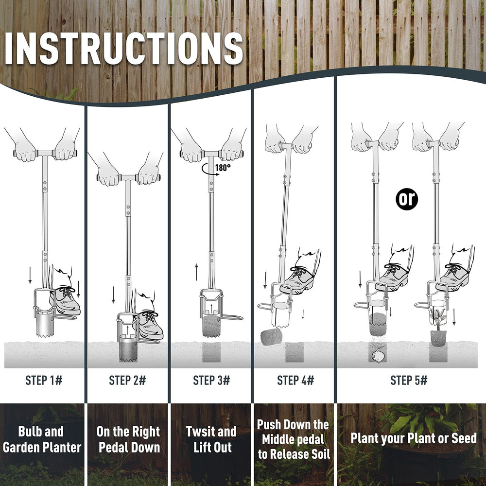 Altdorff Bulb Planter Tool with dimensions shown